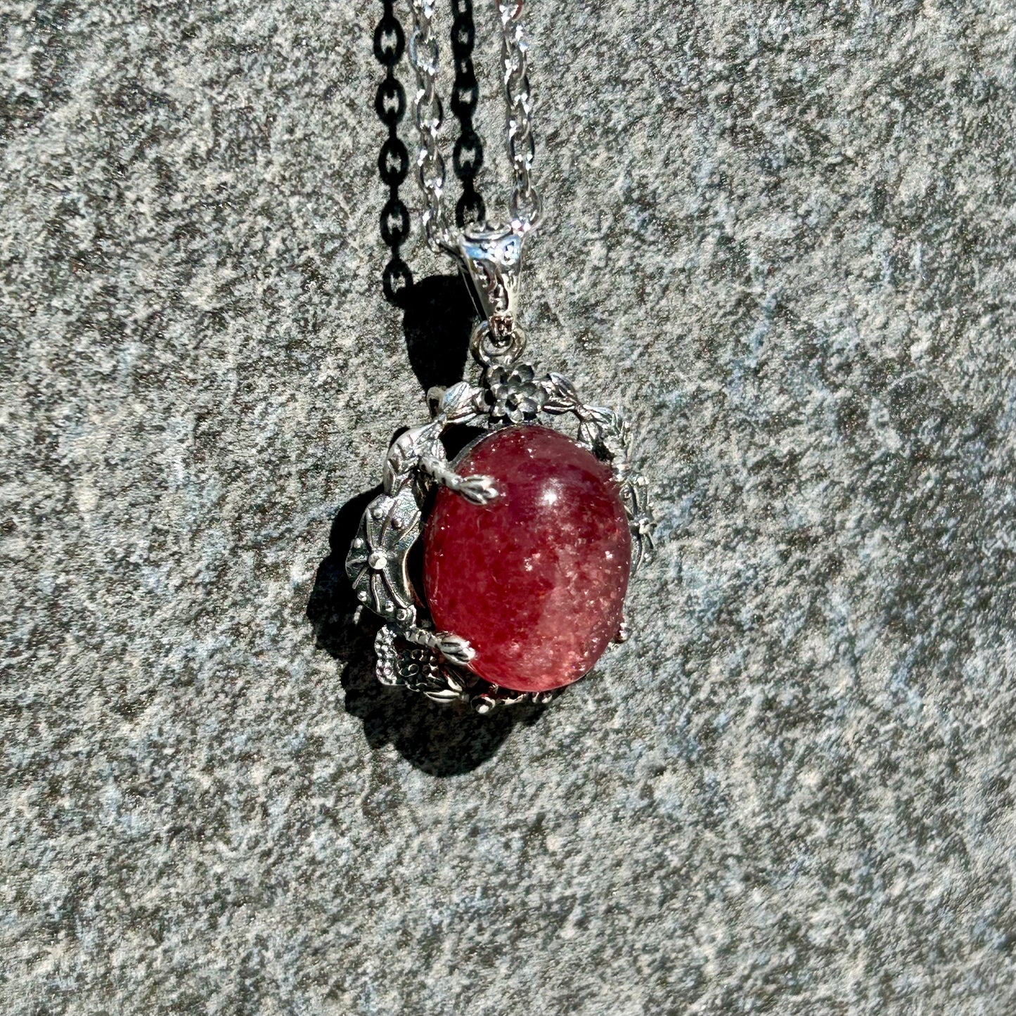 925 Strawberry Quartz Pendant