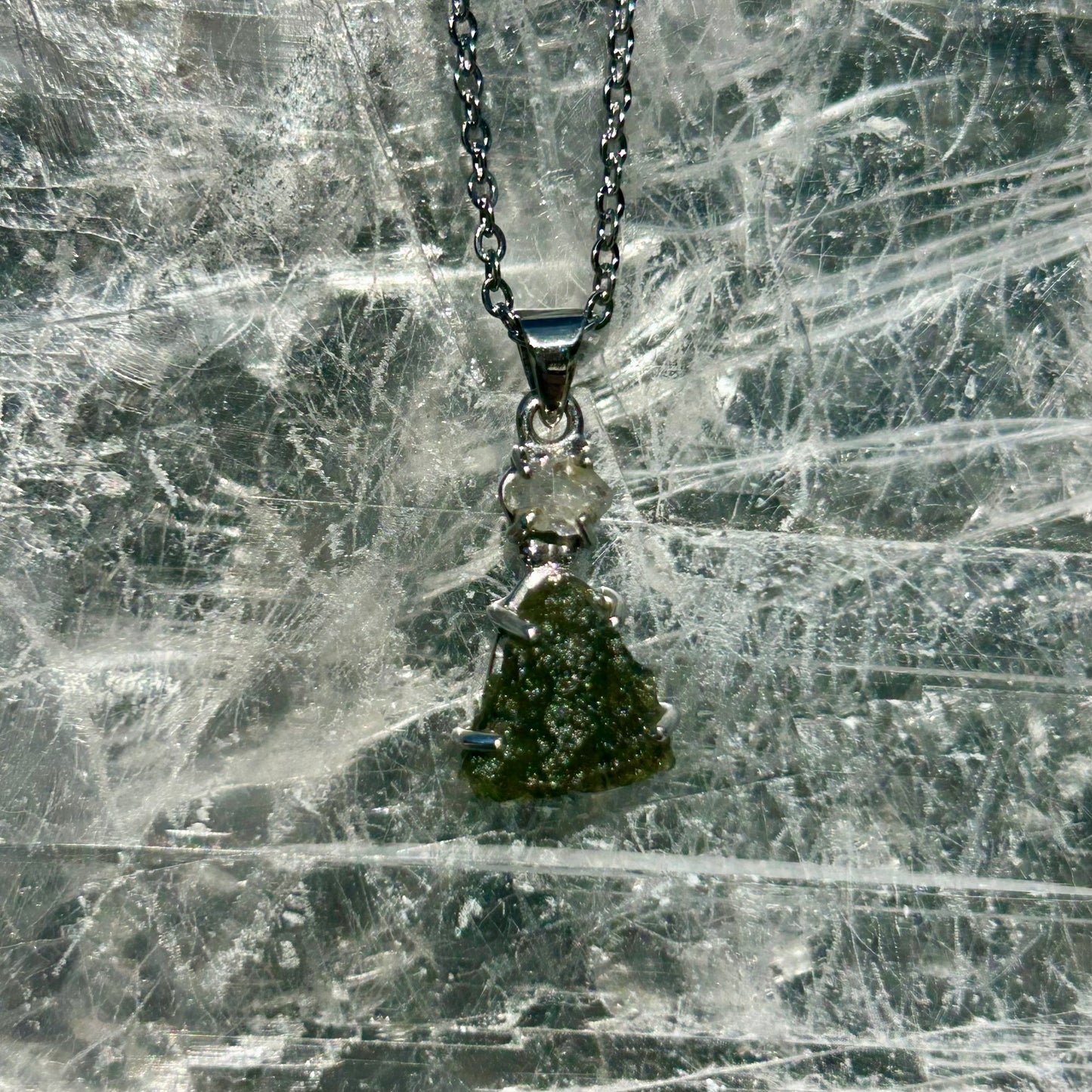 Herkimar & Moldavite 925 Pendant