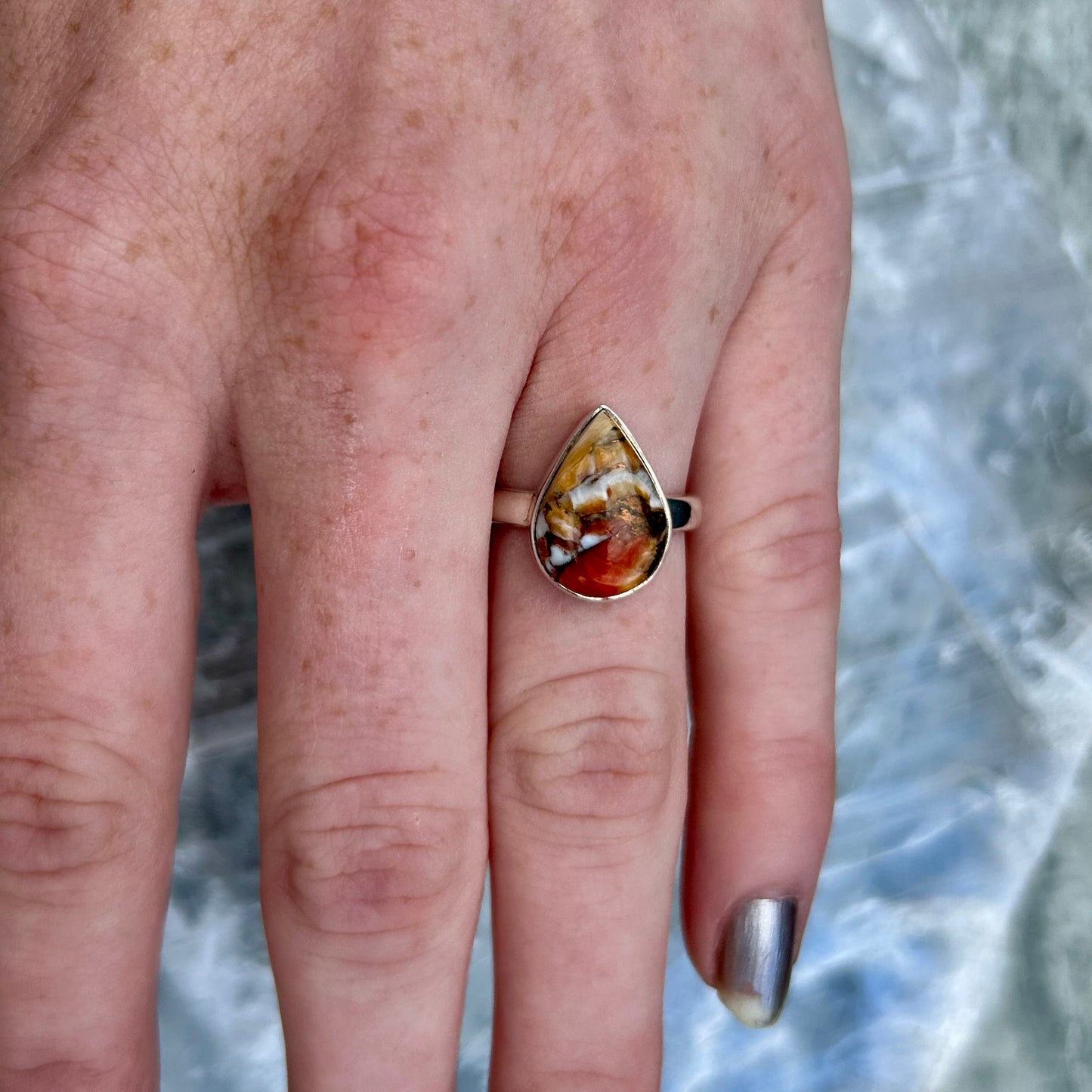 925 Oyster Turquoise Ring Size 7