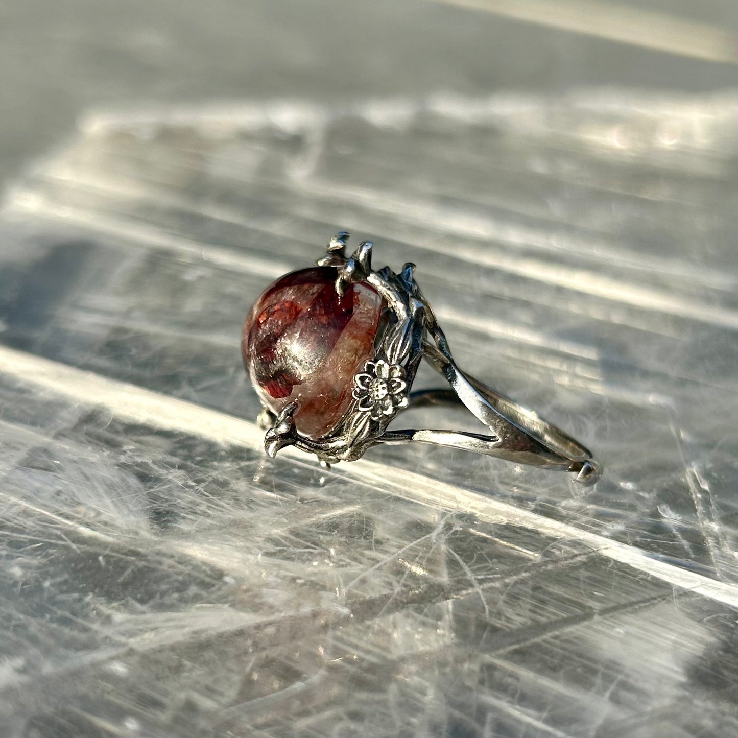 Adjustable Fire Quartz 925 Ring