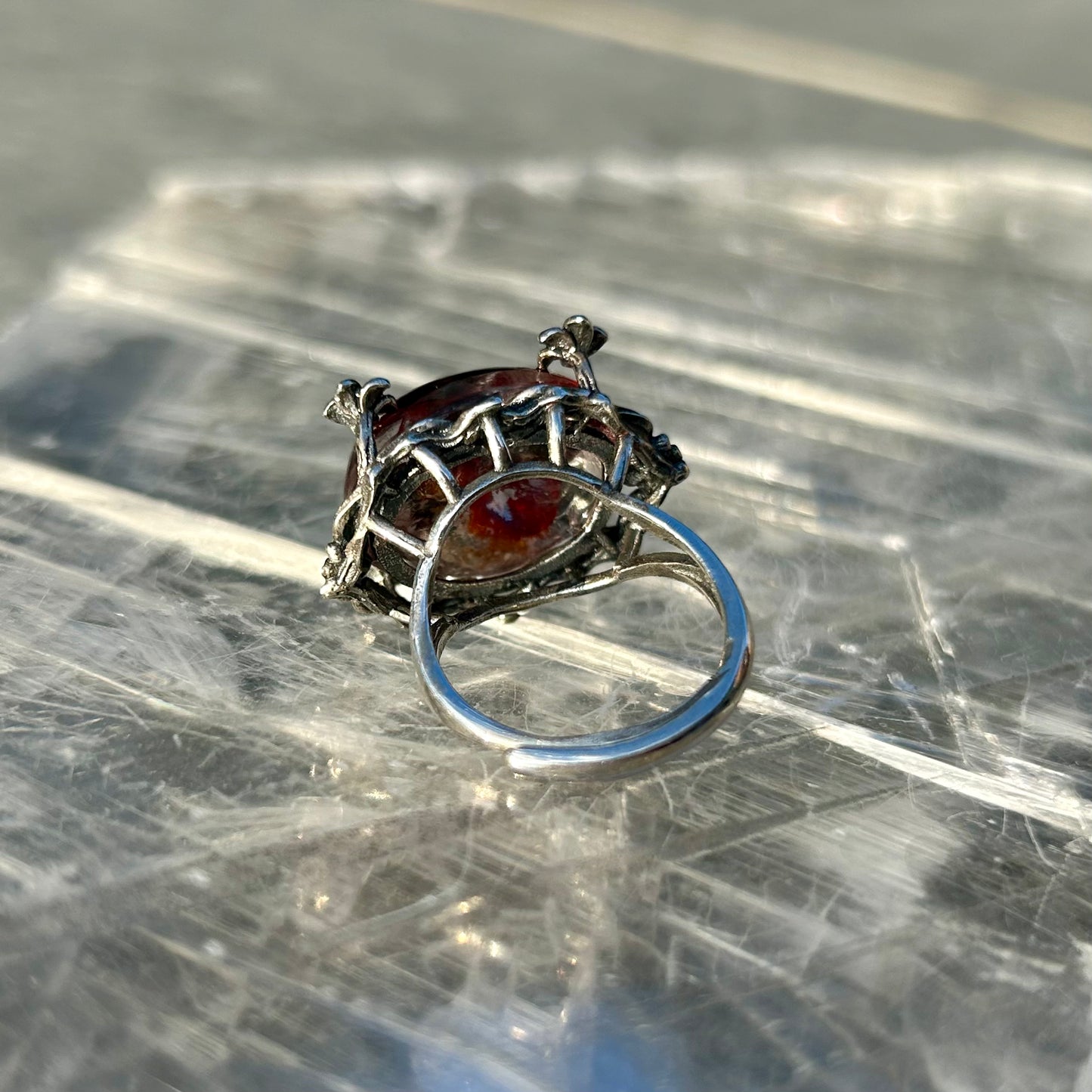 Adjustable Fire Quartz 925 Ring