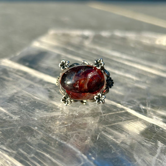 Adjustable Fire Quartz 925 Ring
