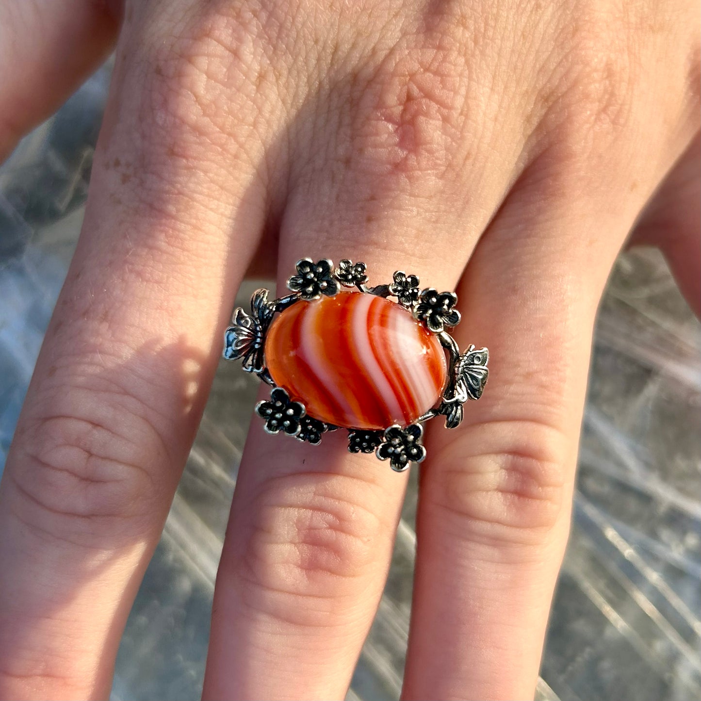 Adjustable Carnelian 925 Ring