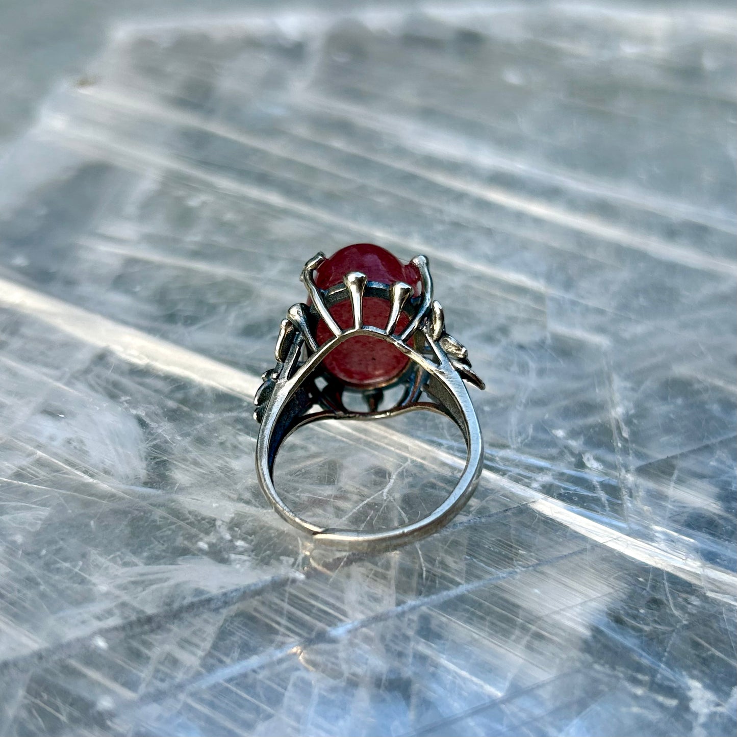 Adjustable Strawberry Quartz 925 Ring