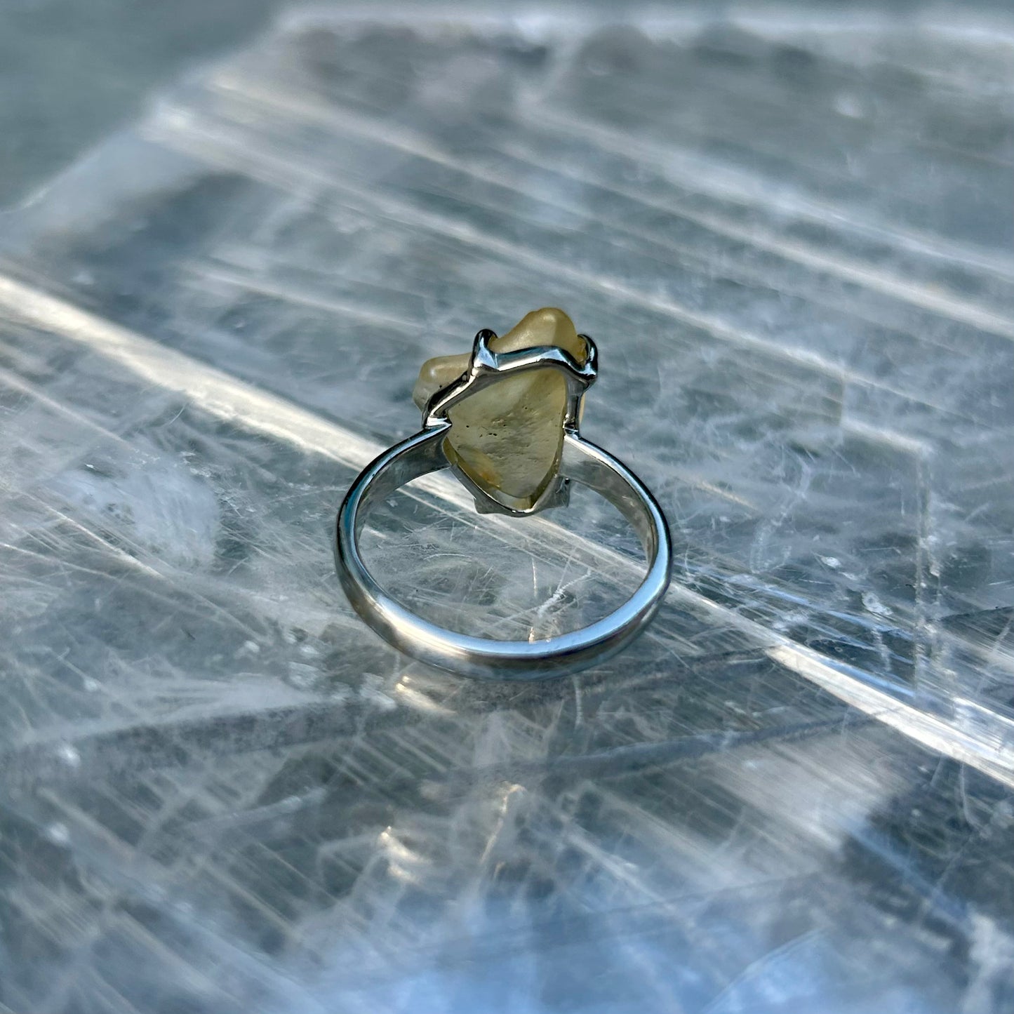 925 Libyan Desert Glass Ring Size O