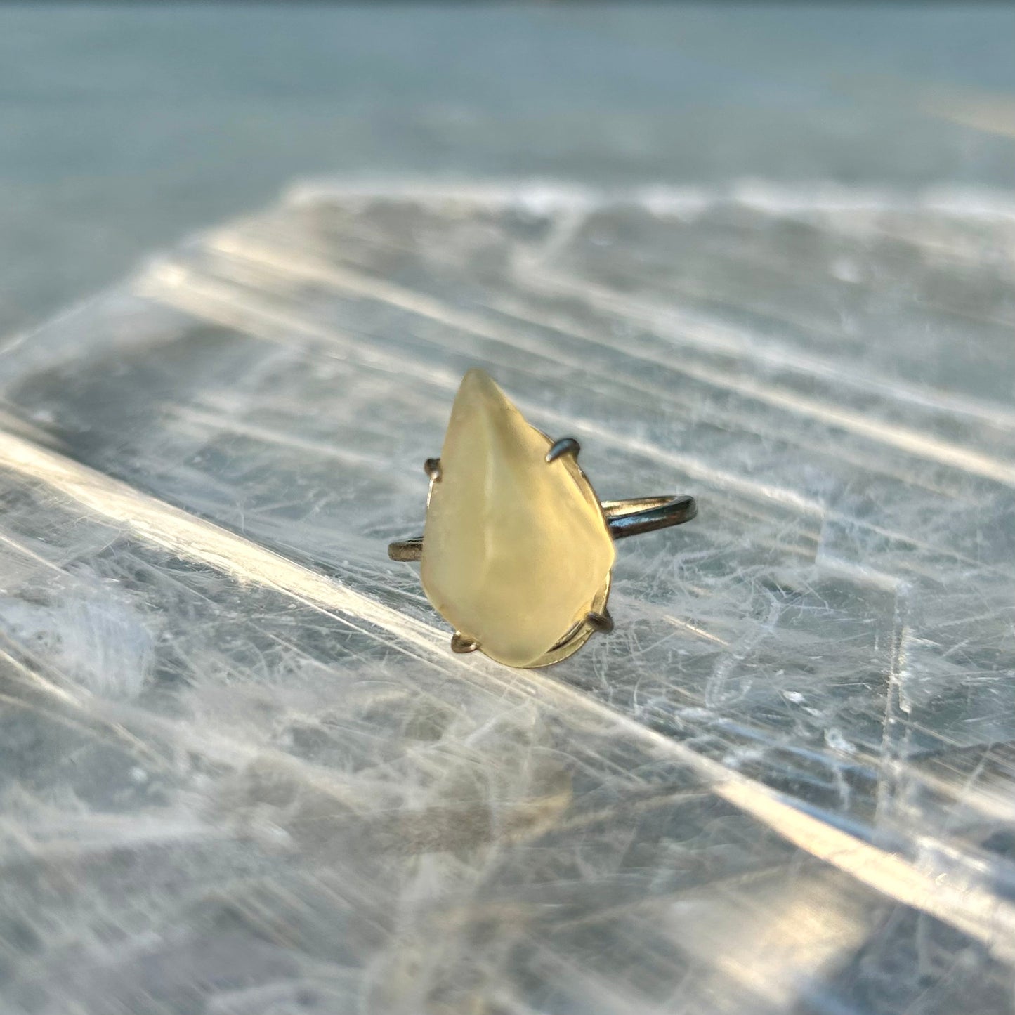 Adjustable Libyan Desert Glass 925 Ring