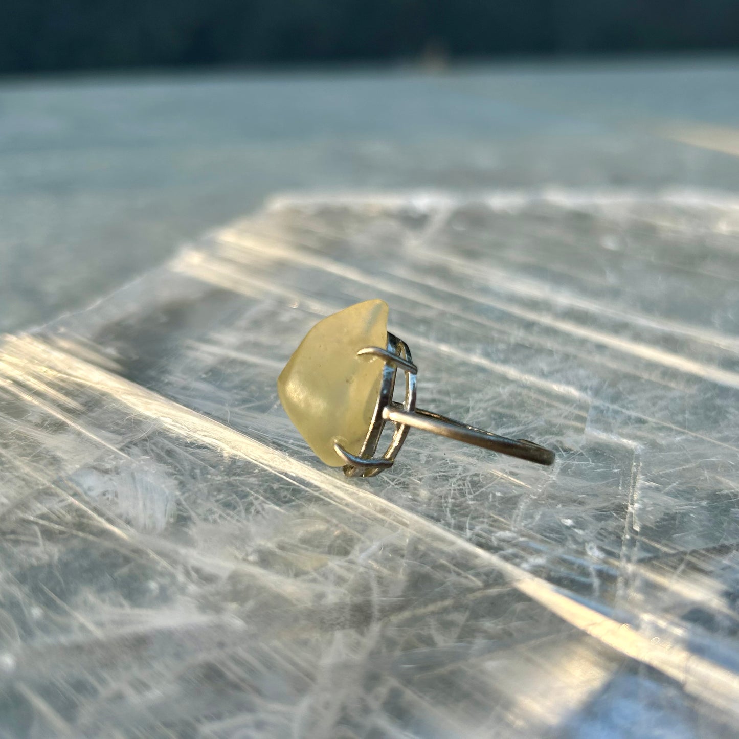 Adjustable Libyan Desert Glass 925 Ring