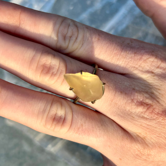 Adjustable Libyan Desert Glass 925 Ring