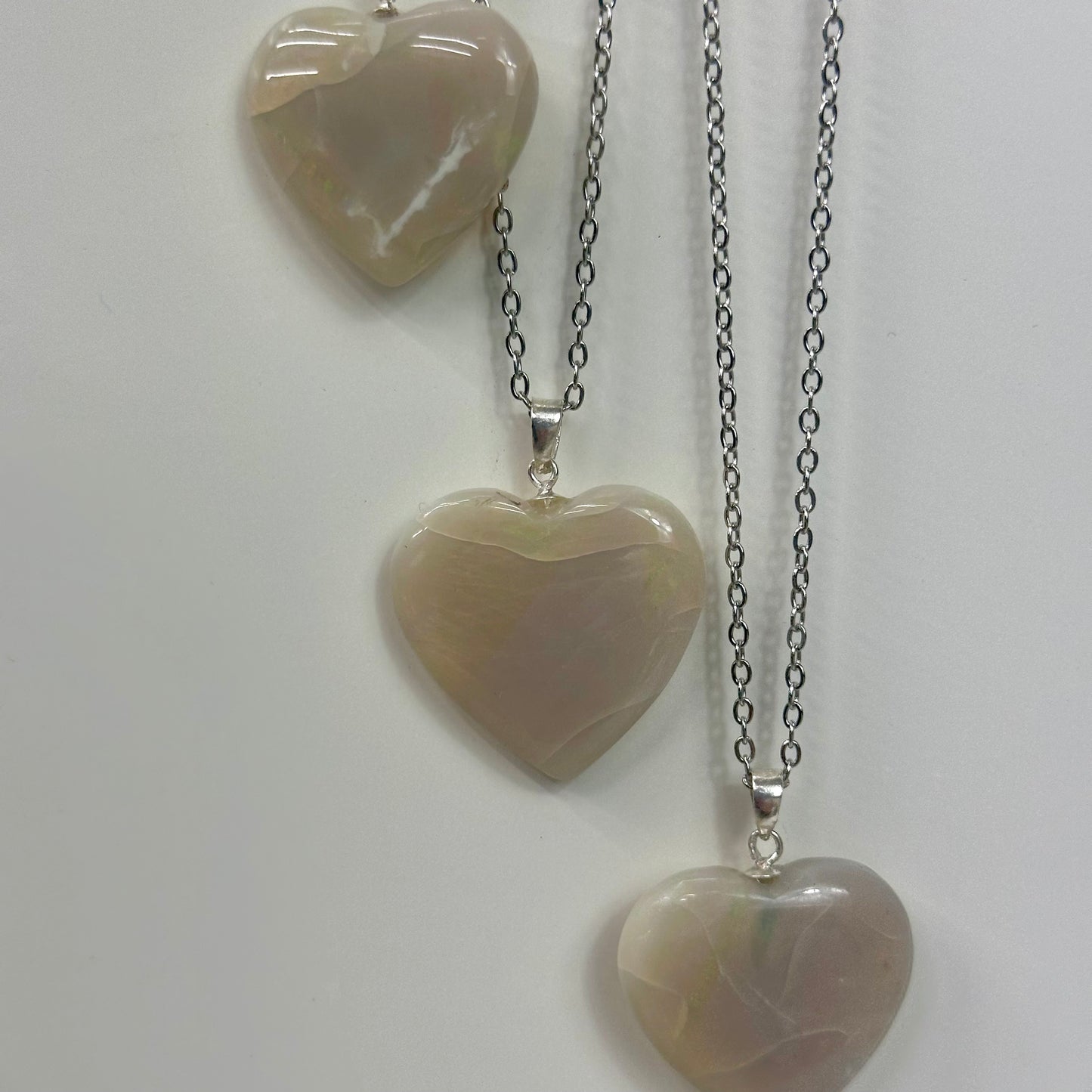 925 Opal Heart Pendants