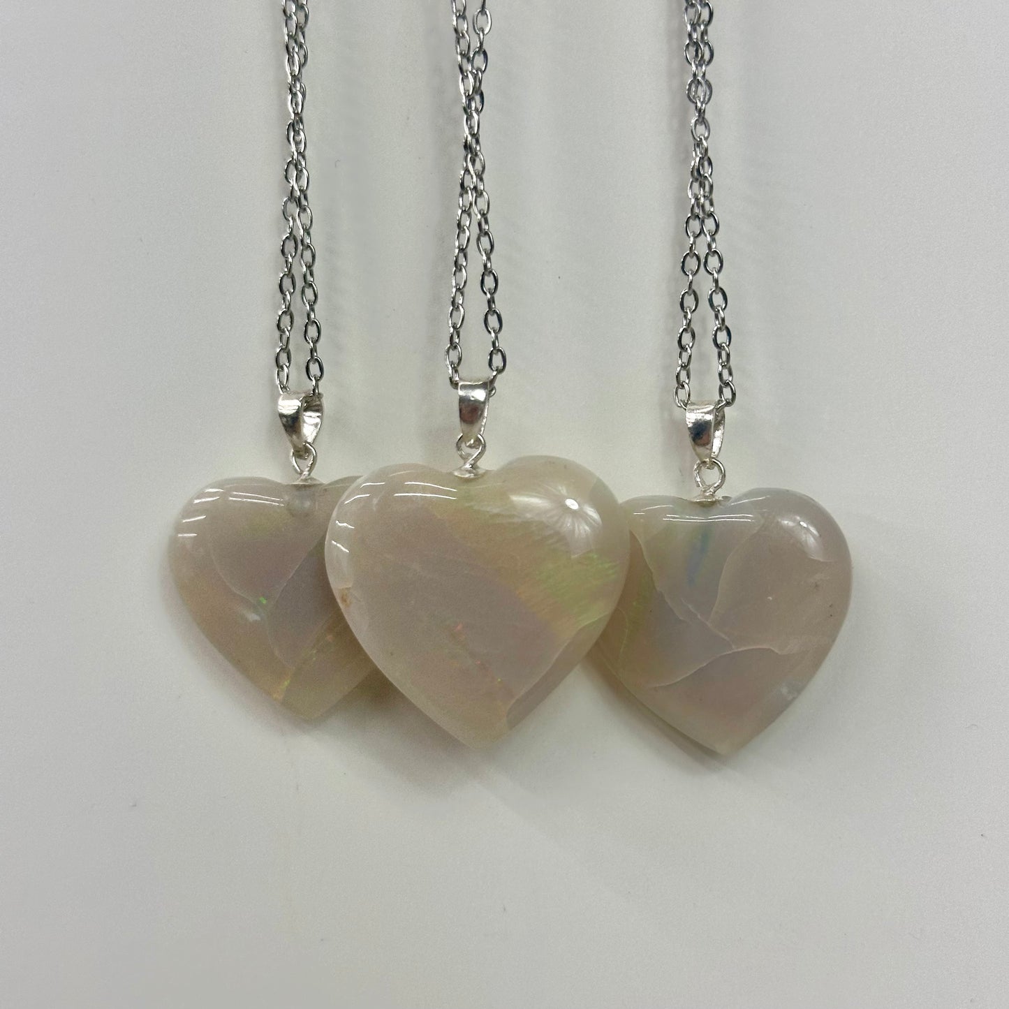 925 Opal Heart Pendants