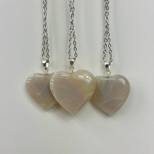 925 Opal Heart Pendants
