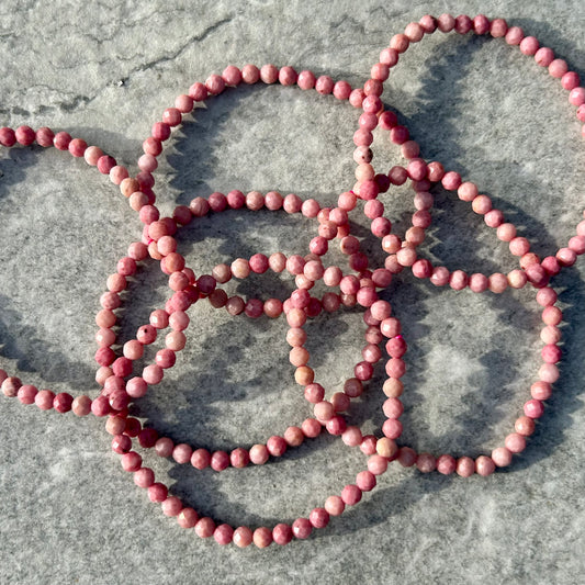 Faceted Cut Rhodonite Bracelet 4mm