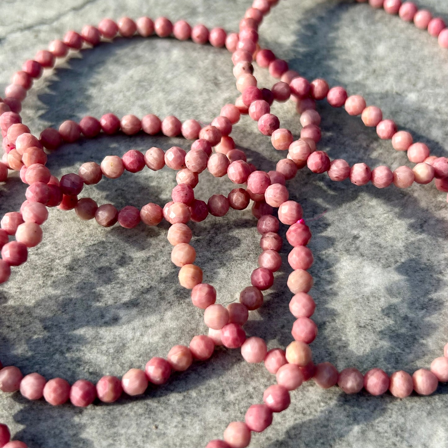 Faceted Cut Rhodonite Bracelet 4mm