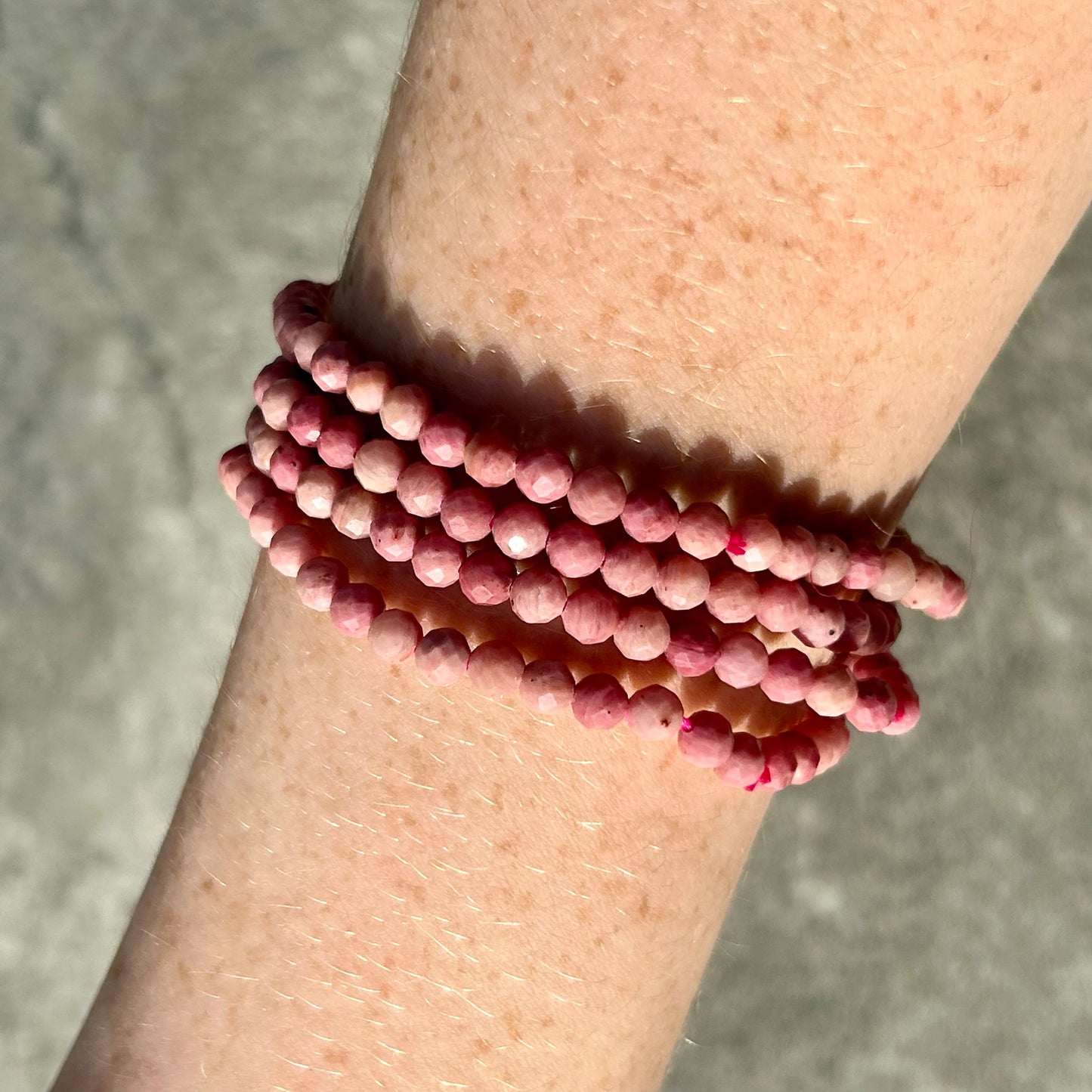 Faceted Cut Rhodonite Bracelet 4mm