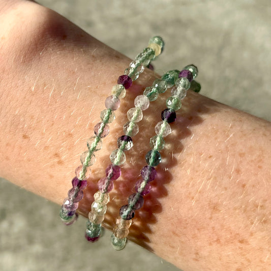 Faceted Cut Flourite Bracelet 4mm