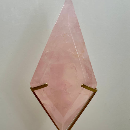 Rose Quartz Diamond on Stand