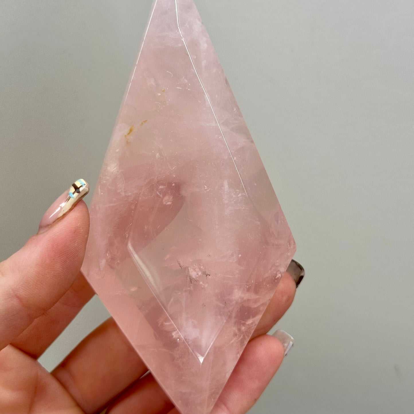Rose Quartz Diamond on Stand