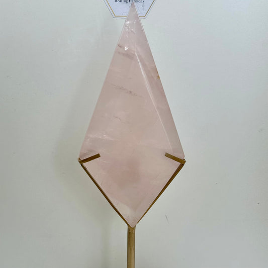 Rose Quartz Diamond On Stand