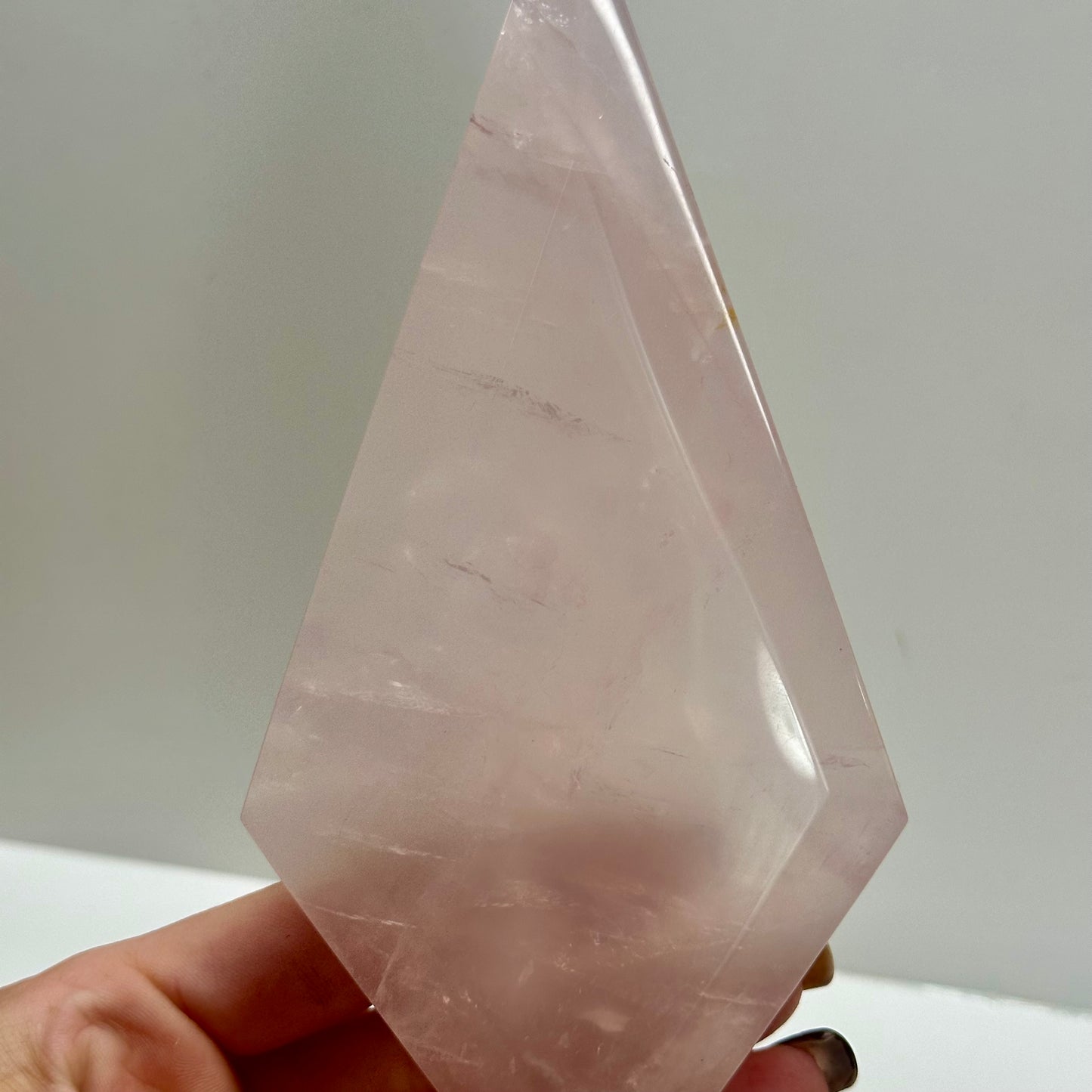 Rose Quartz Diamond On Stand