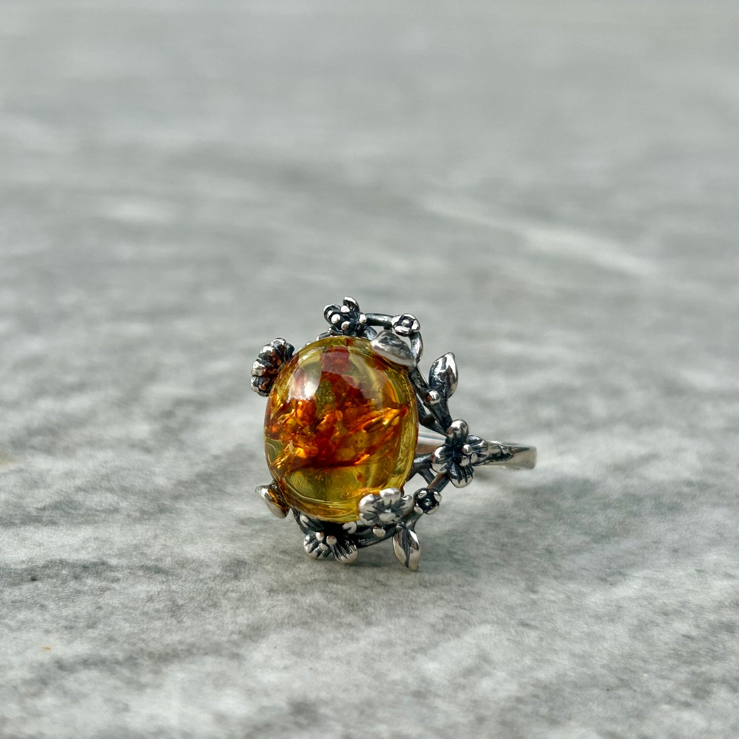 Adjustable Amber 925 Ring Style 2