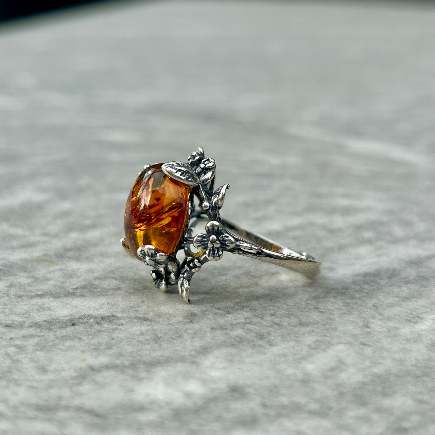 Adjustable Amber 925 Ring Style 2