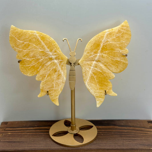 Orange Calcite Butterfly Wings On Stand