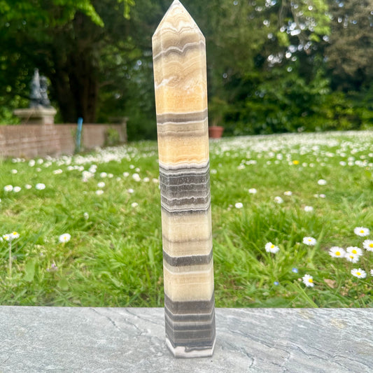 Orange Calcite & Zebra Jasper Tower (31cm Tall)