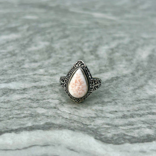 Adjustable Pink Larimar 925 Rings Style 2