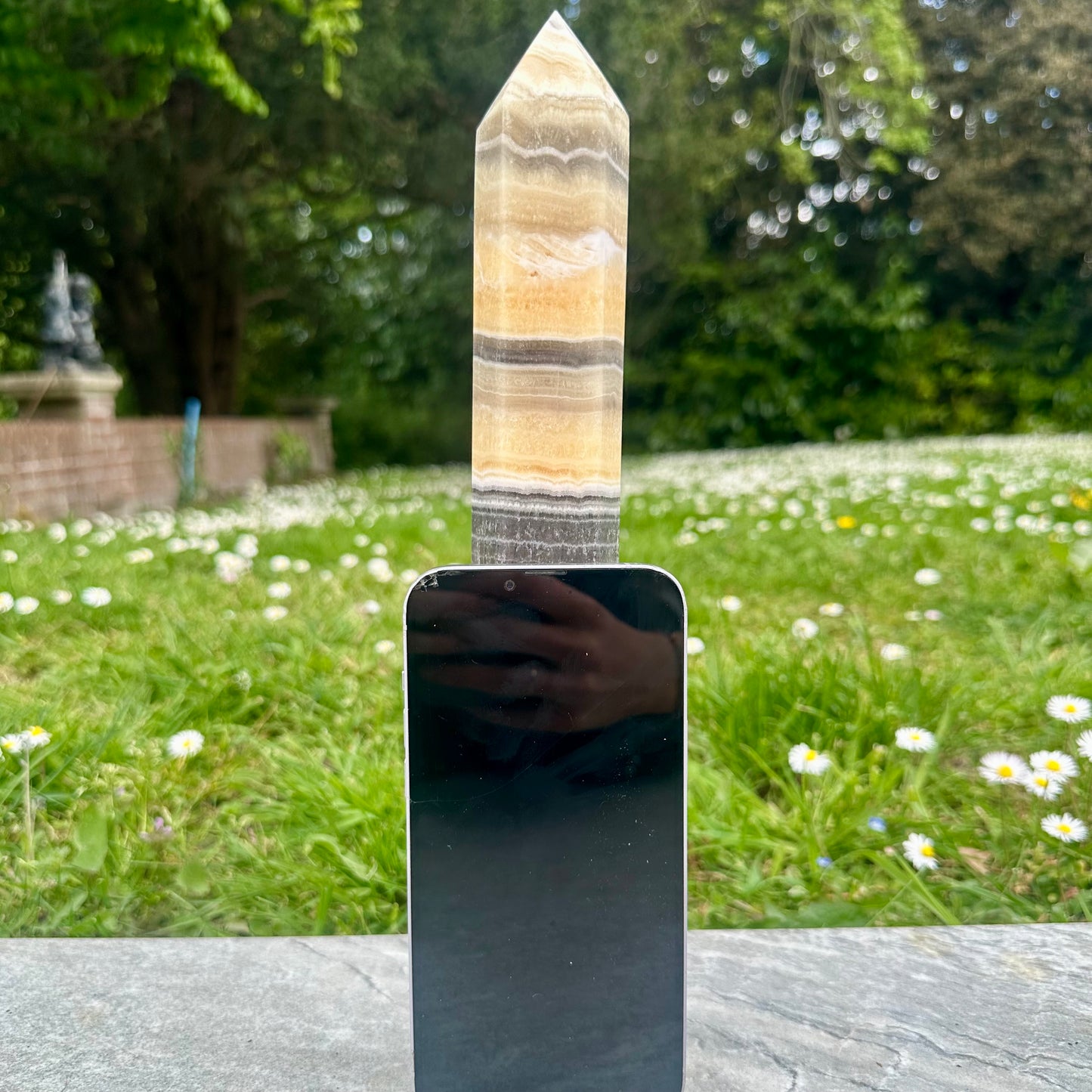 Orange Calcite & Zebra Jasper Tower (31cm Tall)