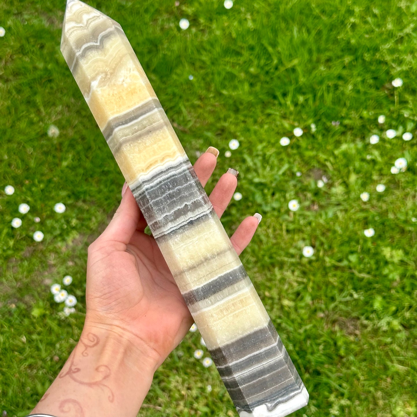 Orange Calcite & Zebra Jasper Tower (31cm Tall)