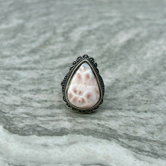 Adjustable Pink Larimar 925 Rings Style 1
