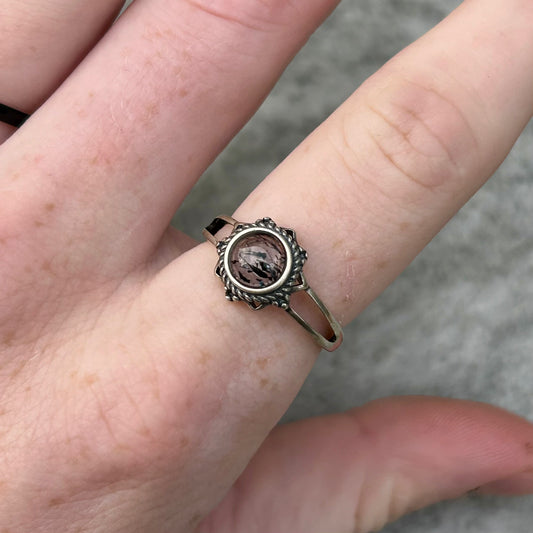 Adjustable Tourmalinated Quartz 925 Ring