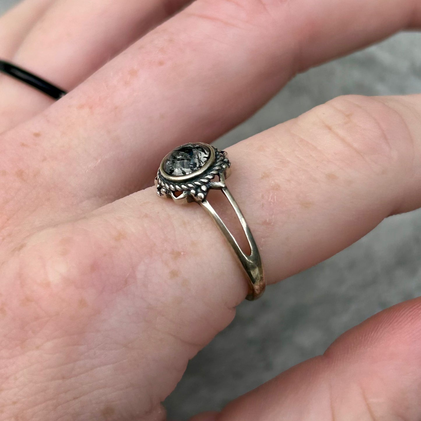 Adjustable Tourmalinated Quartz 925 Ring