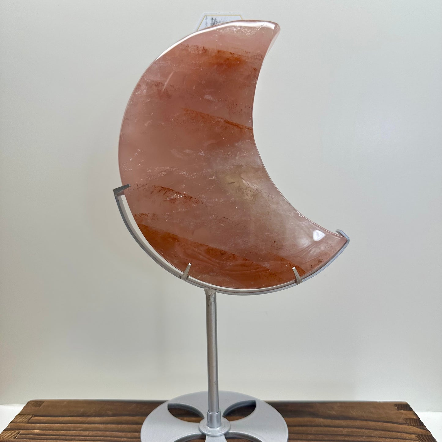 Fire Quartz & Rose Quartz Moon On Stand
