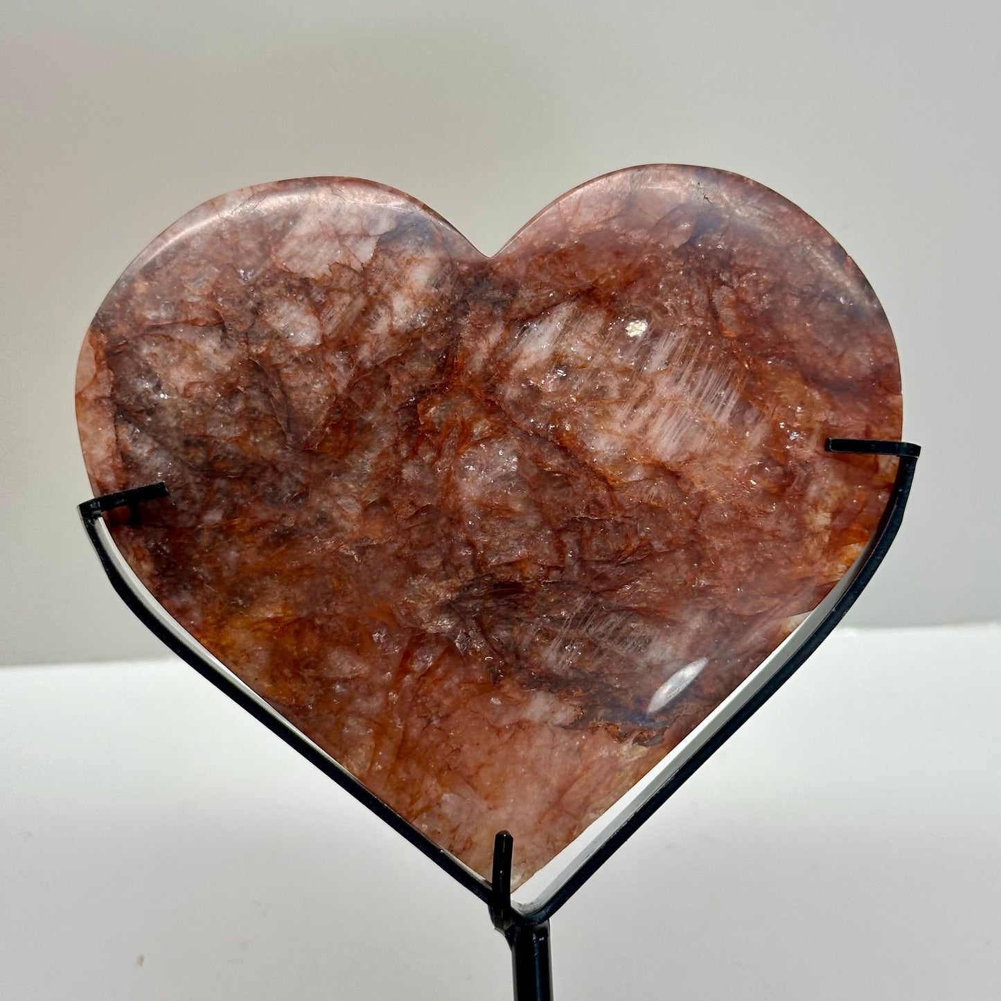 Fire Quartz Heart On Stand