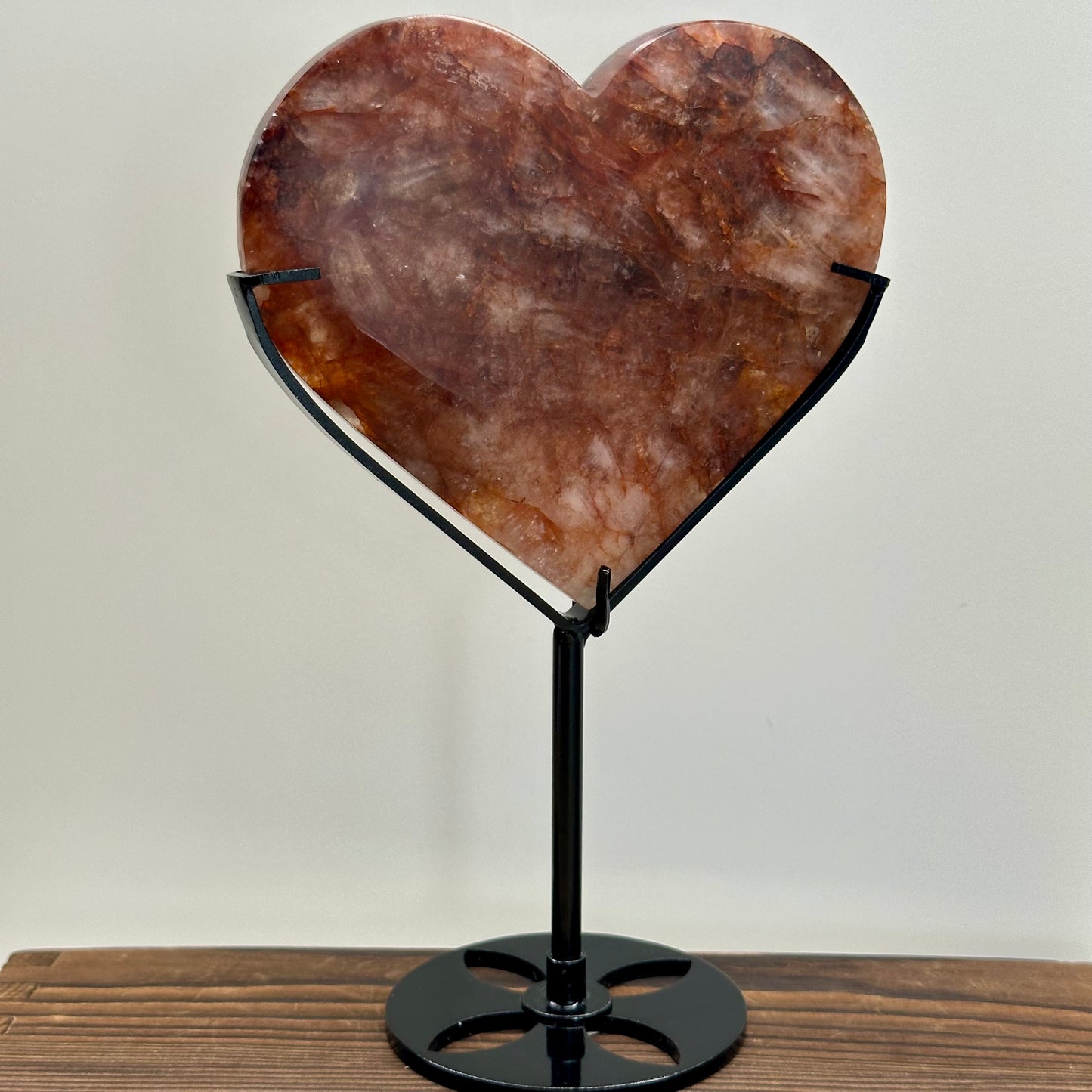 Fire Quartz Heart On Stand