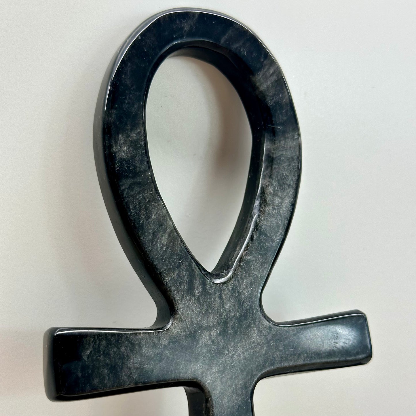 Silver Sheen Obsidian ANKH