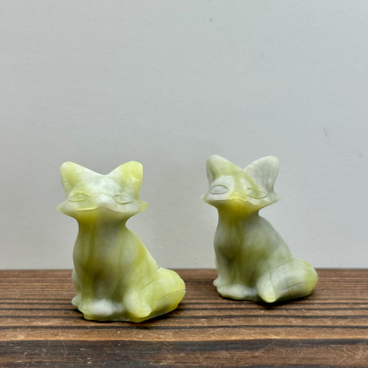 Green Jade Fox Carvings