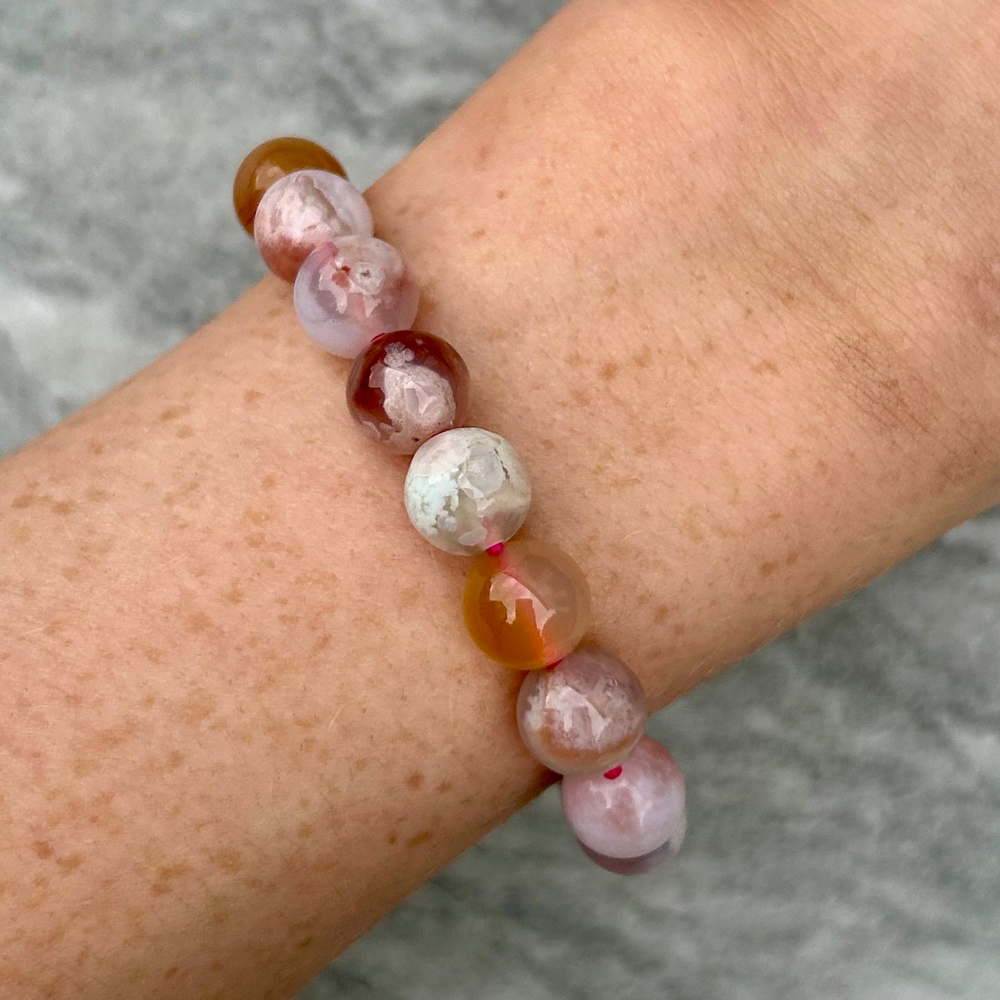 Flower Agate Bracelets 8mm