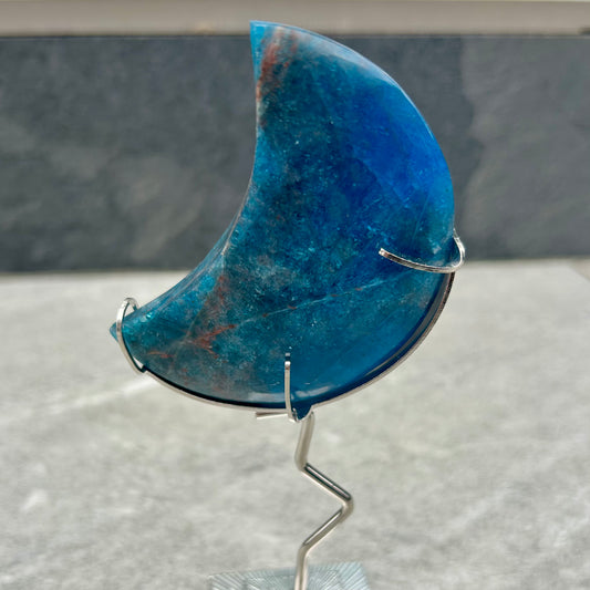 Blue Apatite Moon On Stand