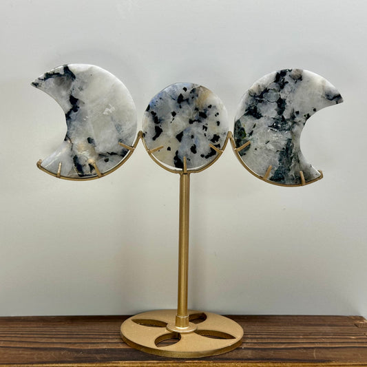 Rainbow MoonStone Triple Moon Phase