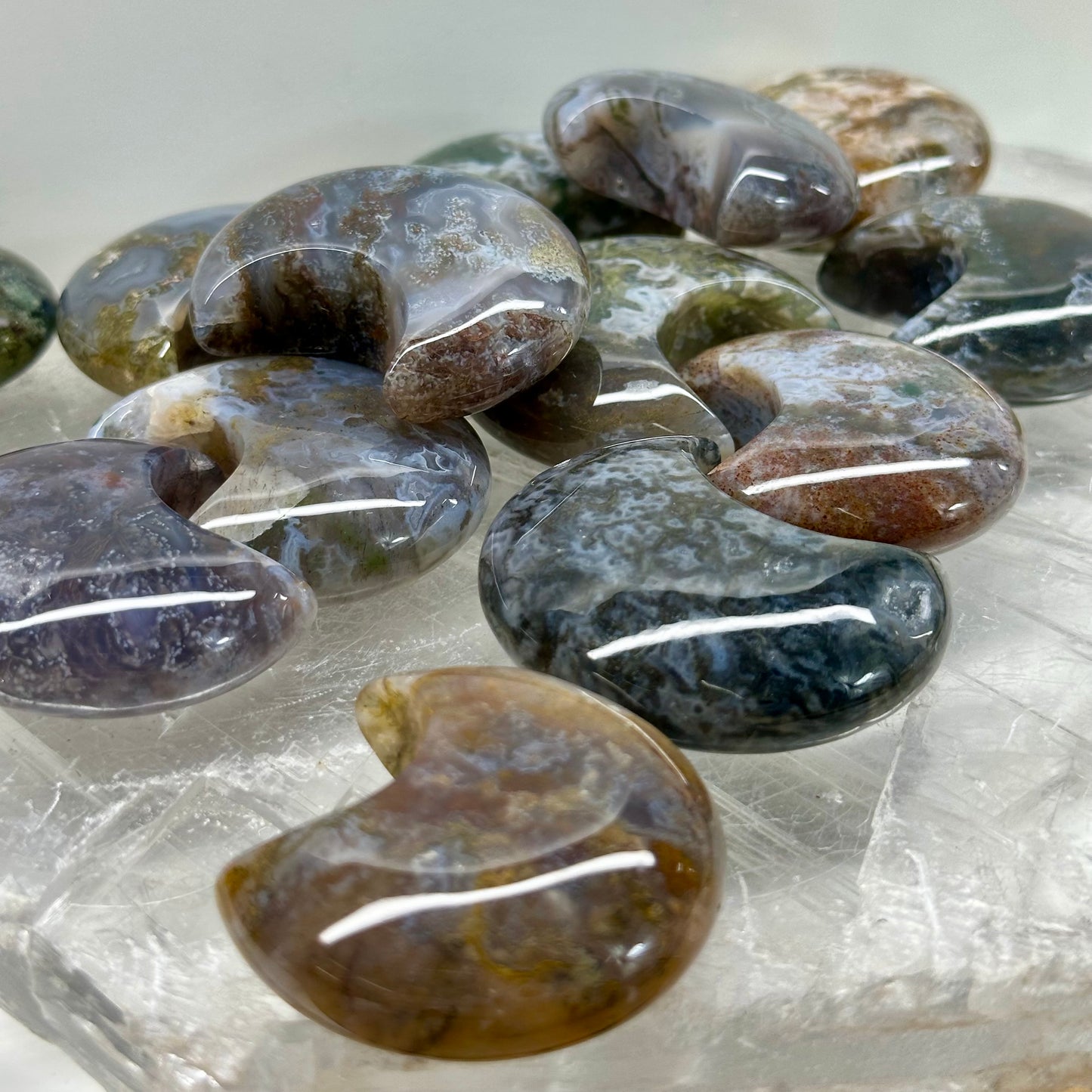 Moss Agate Mini Moons