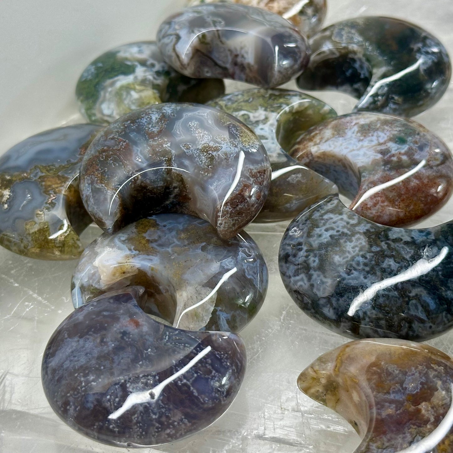 Moss Agate Mini Moons