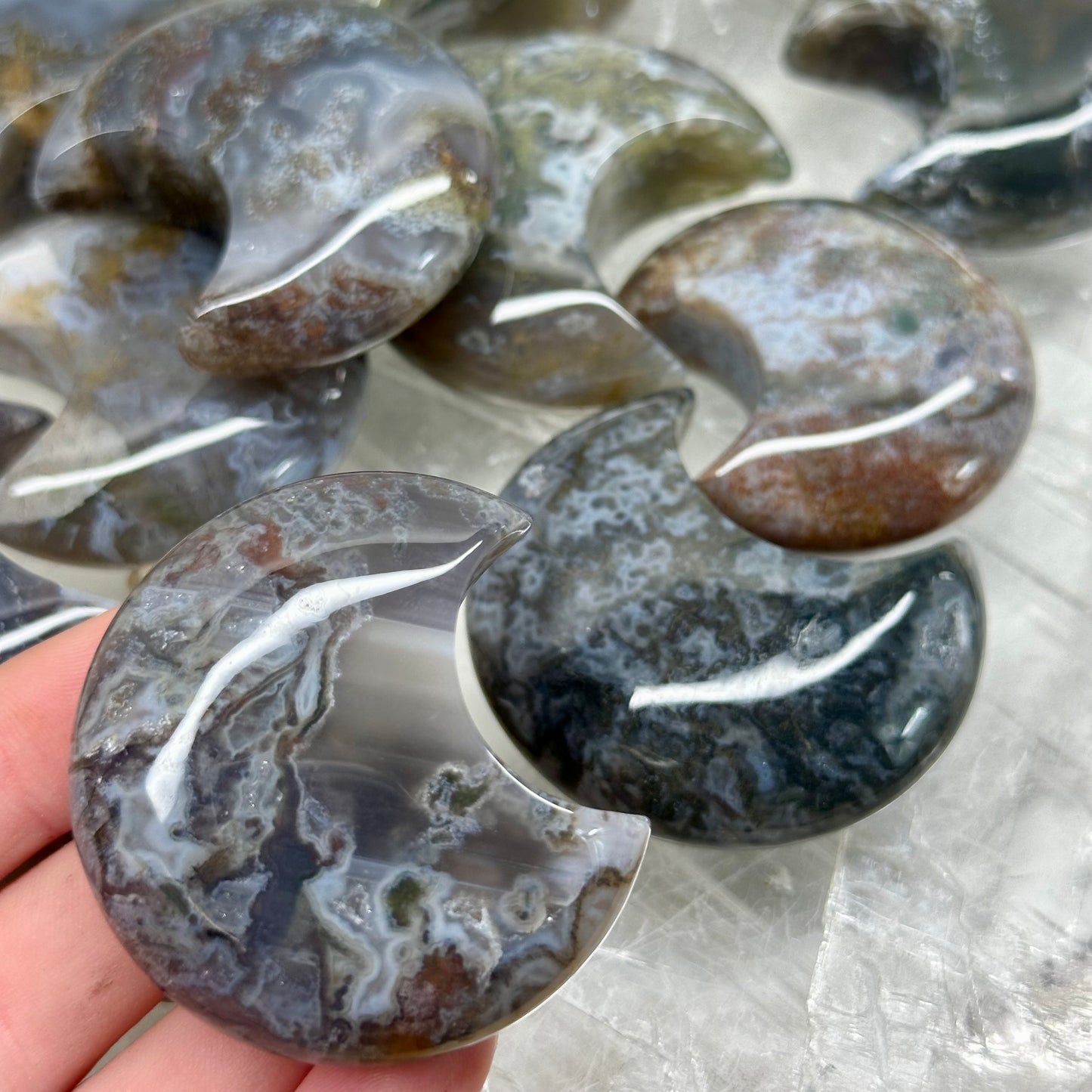 Moss Agate Mini Moons