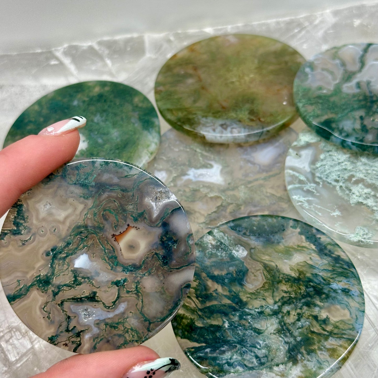 Moss Agate Discs
