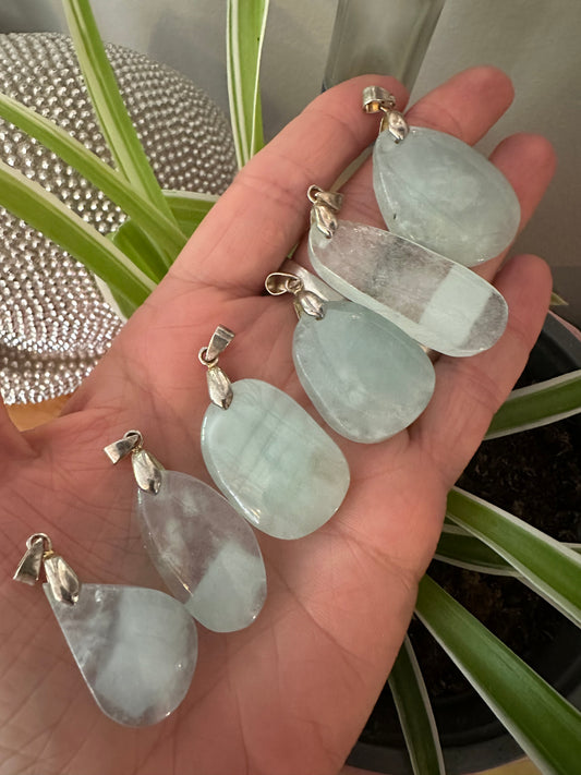 Polished Aquamarine Pendants