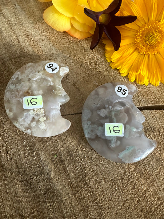 Flower Agate Moons With Face