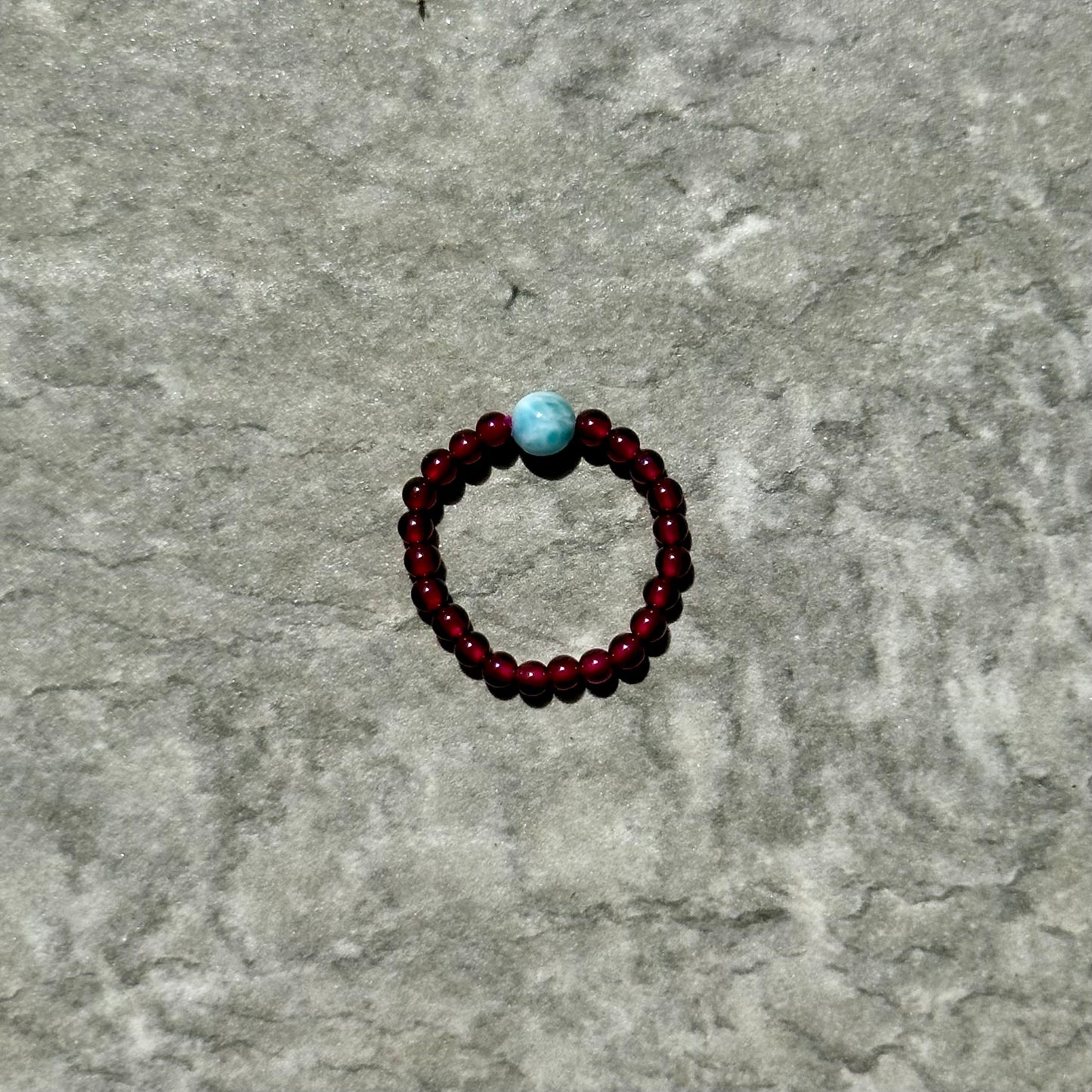 Garnet & Larimar Beaded Rings