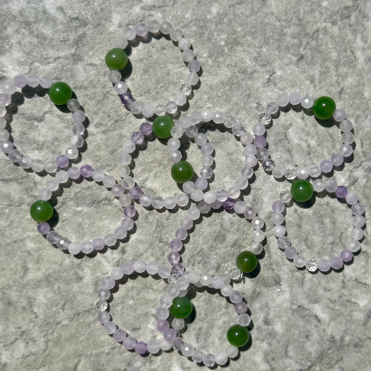 Amethyst & Jade Beaded Rings