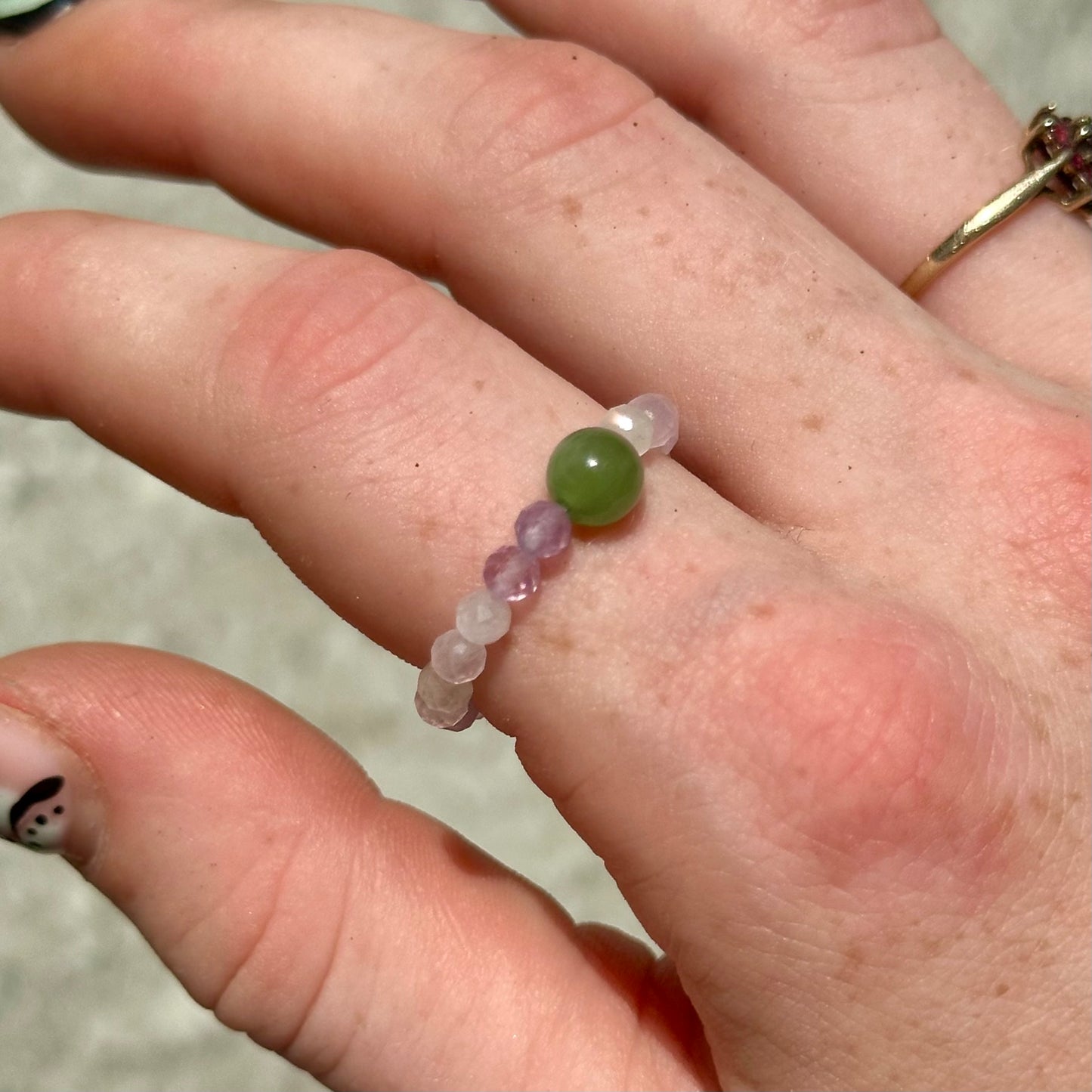 Amethyst & Jade Beaded Rings